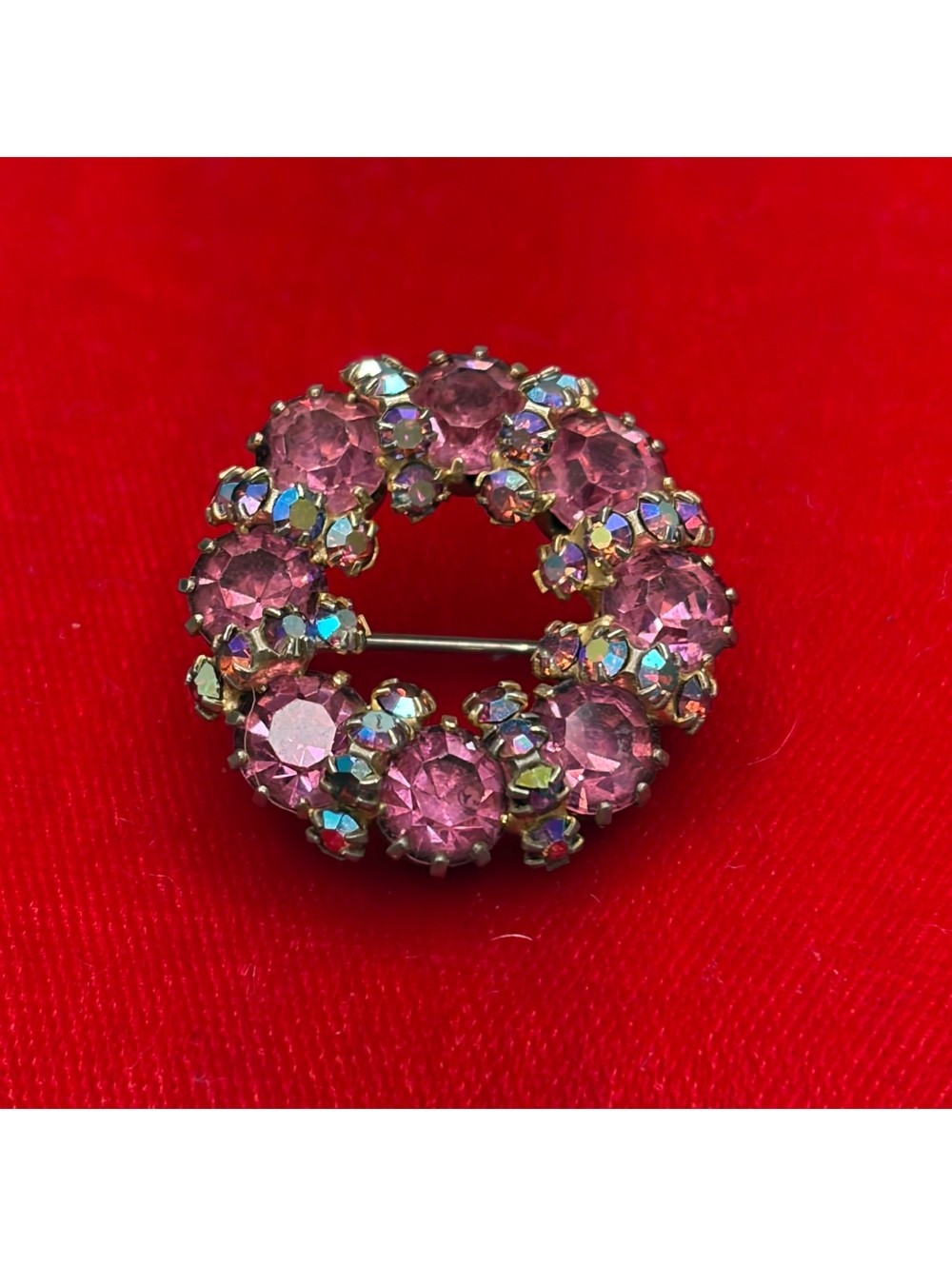 Rhinestone Aurora borealis brooch vintage 1950s